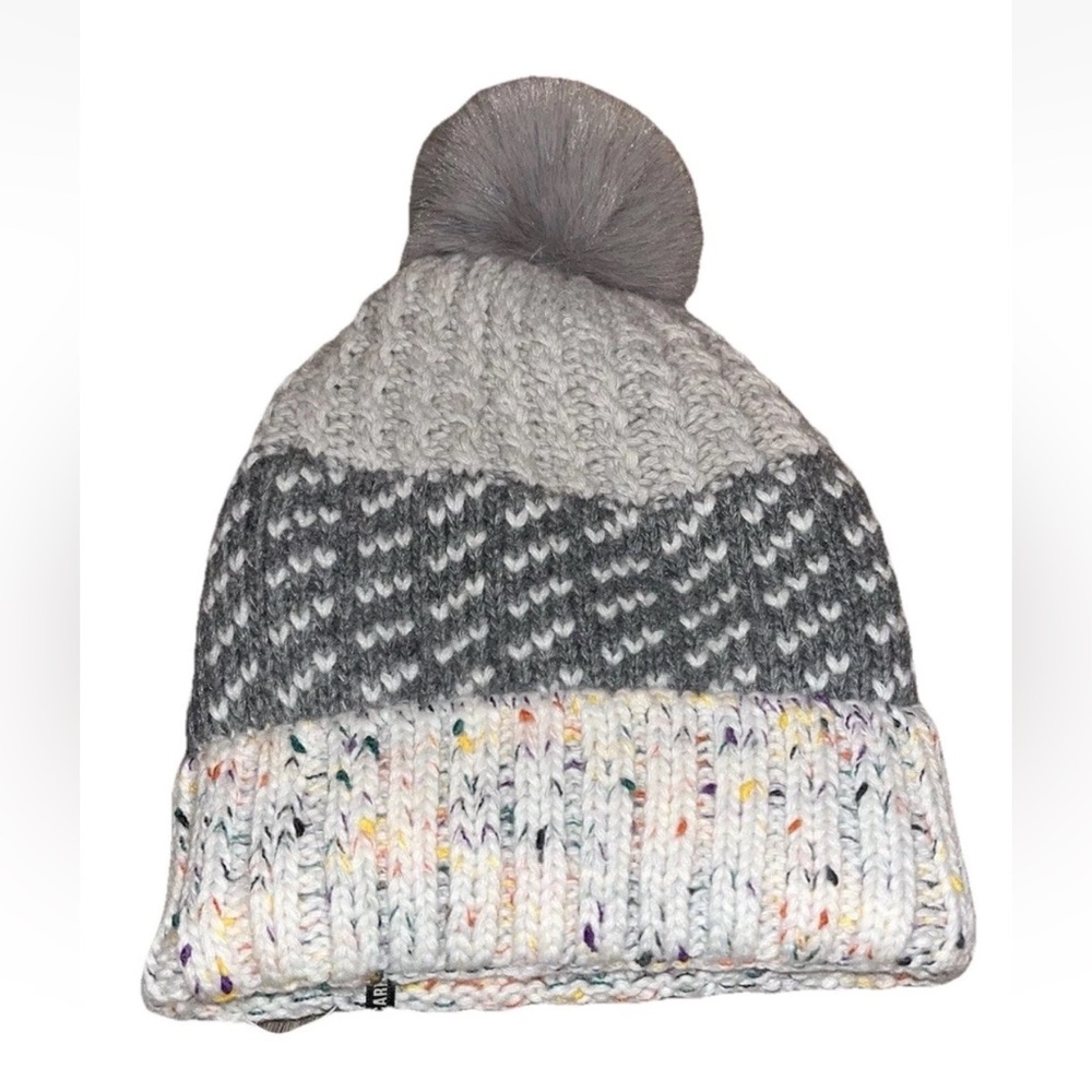 Coco + Carmen Lumi Cold Weather Winter Beanie Hat Wool Blend Gray Rainbow NWT